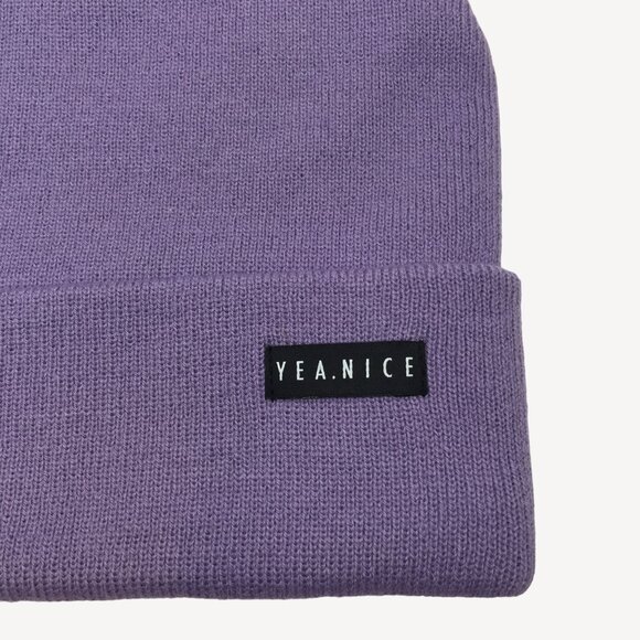Yea.Nice Legend Mens Knit Lavender Purple Folded Beanie Winter Wear Skiing Warm - Picture 3 of 3